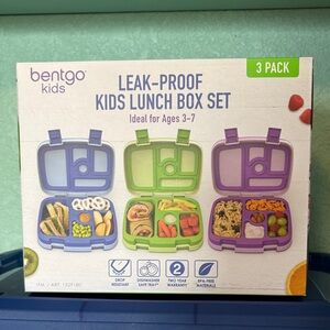 🆕 Bentgo Kids Leak-Proof Lunch Box 3 piece Set, Green, Purple, Blue - NWT